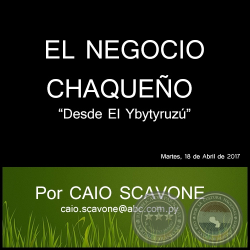 EL NEGOCIO CHAQUEO - Desde El Ybytyruz - Por CAIO SCAVONE - Martes, 18 de Abril de 2017